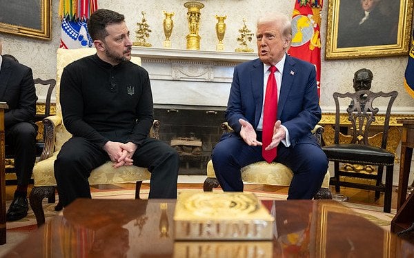 Ukraine President Volodymyr Zelensky joins President Donald J. Trump in the Oval Office, Friday, Feb. 28, 2025 (Official White House photo)