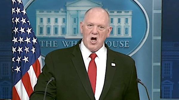 Border Czar Tom Homan addresses the White House press corps on Monday, April 28, 2025 (Video screenshot)