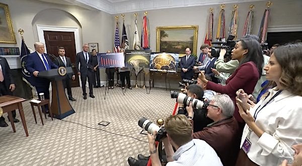 Rachel Scott of ABC News questtions President Donald Trump at a news conference in the White House on Monday, May 12, 2025