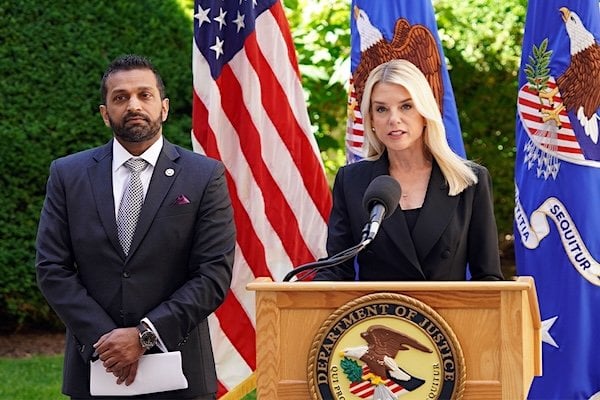 U.S. Attorney General Pam Bondi and FBI Director Kash Patel (U.S. Justice Department photo)