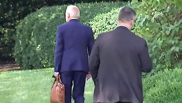Joe Biden appears to be lost on the White House lawn on Aug. 10, 2021. (Video screenshot)
