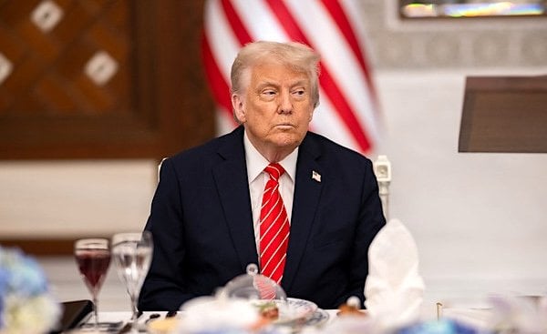 President Donald Trump attends an official state dinner at Lusail Palace in Doha, Qatar, Wednesday, May 14, 2025. (Official White House photo by Daniel Torok)
