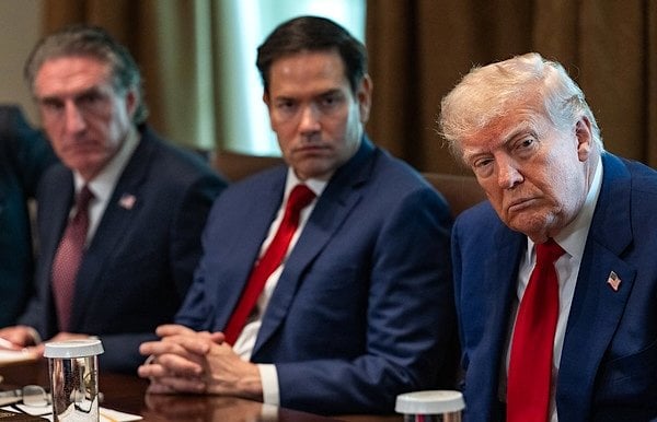 President Donald Trump holds a Cabinet meeting, Wednesday, April 30, 2025, in the Cabinet Room. Seated at left is Interior Secretary Doug Burgum and Secretary of State Marco Rubio, center. (Official White House photo by Molly Riley)