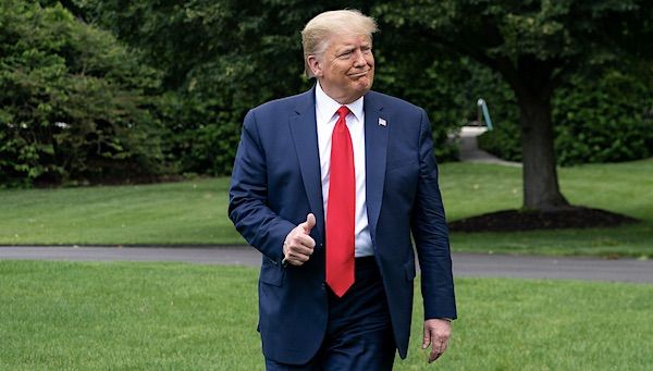 President Donald J. Trump walks from the Oval Office to the South Lawn of White House to board Marine One for Joint Base Andrews Maryland Friday, June 5, 2020, to begin his trip to Bangor, Maine. (Official White House photo by Tia Dufour)