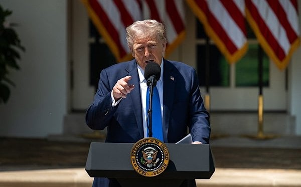 President Donald Trump delivers remarks at a National Day of Prayer event, Thursday, May 1, 2025, in the White House Rose Garden. (Official White House photo by Molly Riley)