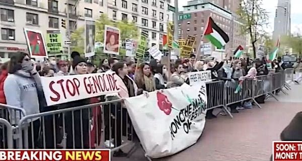 Anti-Israel protests at Columbia University on Sunday, April 21, 2024 (Video screenshot)