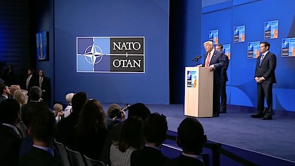 President Donald Trump at the NATO Summit at the Hague in the Netherlands, Wednesday, June 25, 2025 (Video screenshot)