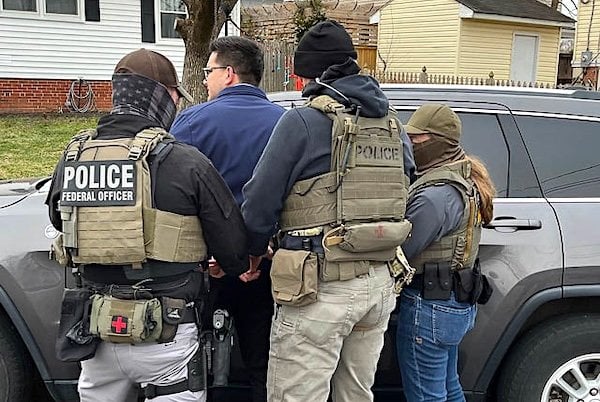 ICE Washington, D.C. works with federal law enforcement partners (HSI, FBI, and ATF) to apprehend an illegally present alien in Arlington, Virginia, Feb. 11, 2025. (ICE photo)
