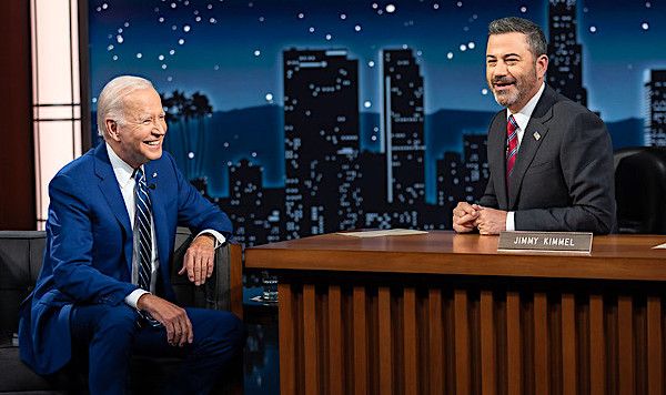 Joe Biden tapes an appearance on 'Jimmy Kimmel Live!' on Wednesday, June 8, 2022, at El Capitan Theatre in Los Angeles. (Official White House photo by Erin Scott)