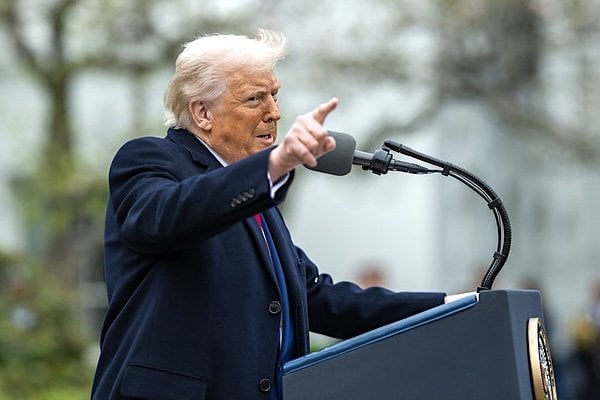 President Donald Trump in the White House Rose Garden on Liberation Day, Wednesday, April 2, 2025 (Official White House photo)