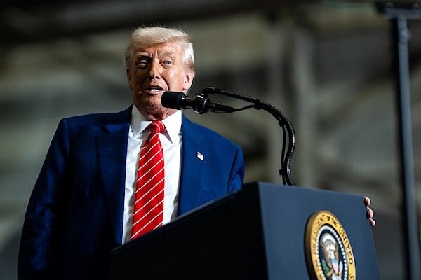 President Donald Trump delivers remarks on a partnership deal with U.S. Steel and Nippon Steel at the U.S. Steel Corporation-Irvin Works in West Mifflin, Pennsylvania, Friday, May 30, 2025. (Official White House photo by Daniel Torok)