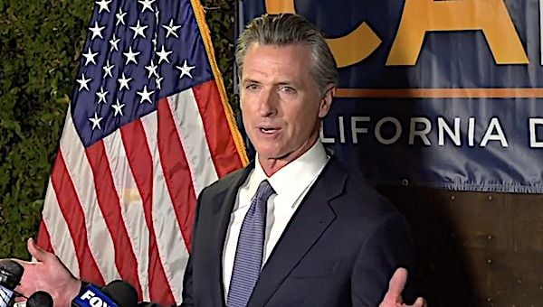 Gov. Gavin Newsom, D-Calif., upon winning a recall election on Tuesday, Sept. 14, 2021. (Video screenshot)