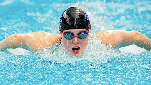 An Air Force Academy cadet swims the butterfly stroke in Colorado Springs, Colorado, Tuesday, Sept. 17, 2024. (U.S. Air Force photo by Dylan Smith)