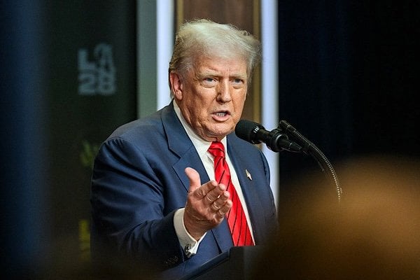 President Donald Trump delivers remarks before signing an executive order creating a task force for the 2028 Los Angeles Olympics, Tuesday, August 5, 2025, in the South Court Auditorium of the Eisenhower Executive Office Building at the White House. (Official White House photo by Joyce N. Boghosian)