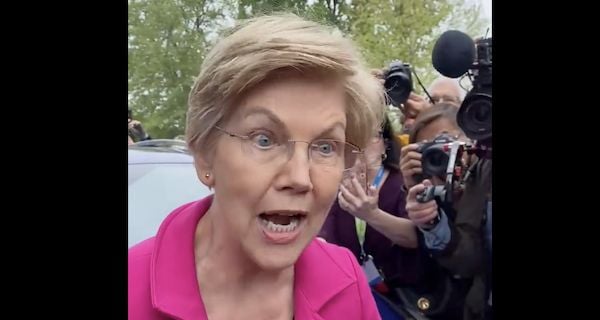 Sen. Elizabeth Warren, D-Mass., reacts to the news that the Supreme Court is prepared to overturn Roe v. Wade. (Video screenshot)