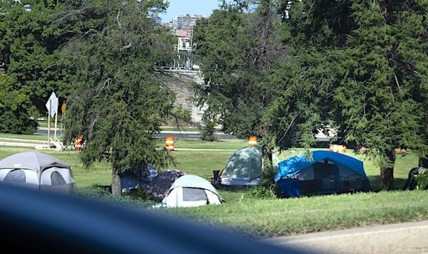 Homeless tents in Washington, D.C. in August 2025 (Courtesy President Donald Trump via Truth Social)