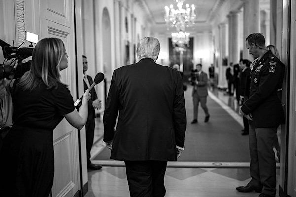 President Donald Trump departs the East Room after a signing ceremony for S.1852, The GENIUS Act, Friday, July 18, 2025. (Official White House photo by Daniel Torok)