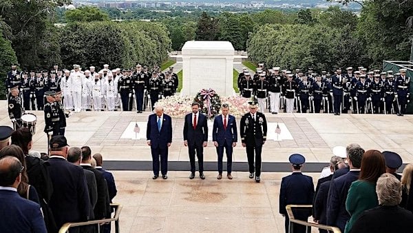 President Donald J. Trump at the Tomb of the Unknown Soldier at Arlington National Cemetery on Memorial Day, Monday, May 26, 2025 (Courtesy Donald Trump / Truth Social)
