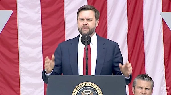 Vice President JD Vance speaks at Arlington National Cemetery on Memorial Day, Monday, May 26, 2025 (Video screenshot)