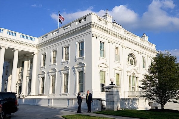 President Donald Trump walks with Chief of Staff Susie Wiles on the north side of the White House, Monday, July 21, 2025. (Official White House photo by Joyce N. Boghosian)