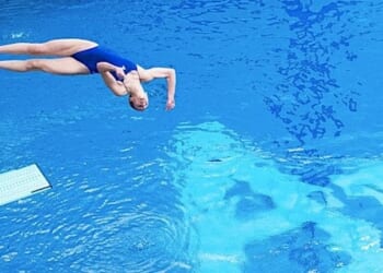 U.S. Air Force Academy's Kadyn MacPherson competes in the 1-meter springboard championship during the Air Force Diving Invitational at the academy in Colorado Springs, Colorado, Thursday, Jan. 30, 2025. (U.S. Air Force photo by Ray Bahner)