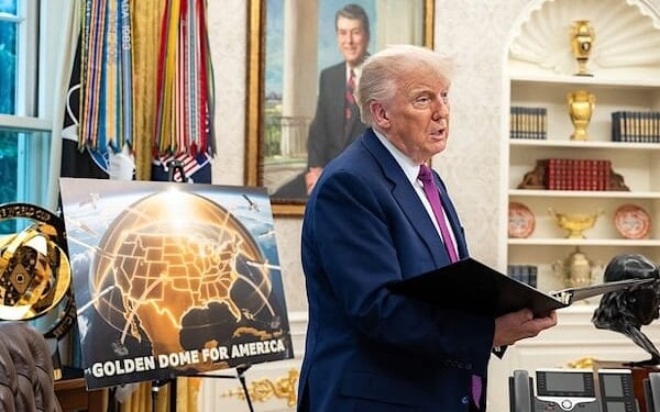 President Donald Trump announces the Golden Dome missile defense system, Tuesday, May 20, 2025, in the Oval Office. (Official White House photo by Joyce N. Boghosian)