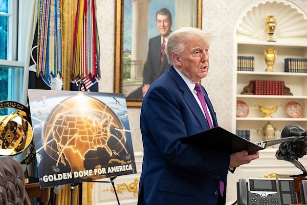 President Donald Trump announces the Golden Dome missile defense system, Tuesday, May 20, 2025, in the Oval Office. (Official White House photo by Joyce N. Boghosian)