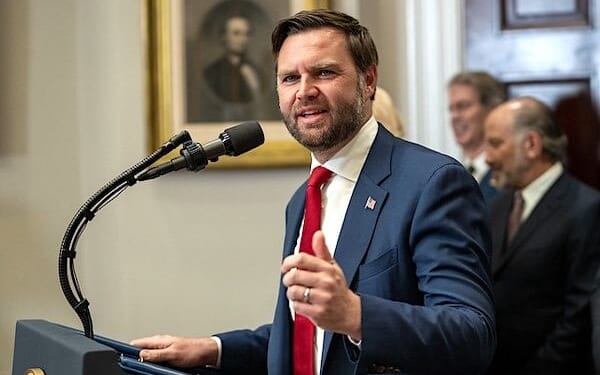 Vice President JD Vance gives remarks at a Sports Council announcement, Thursday, July 31, 2025, in the Roosevelt Room of the White House. (White House intern photo by Julian Casciano)