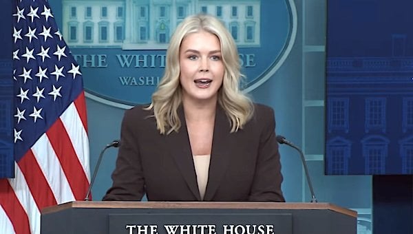 White House Press Secretary Karoline Leavitt on Monday, Oct. 6, 2025 (Video screenshot)
