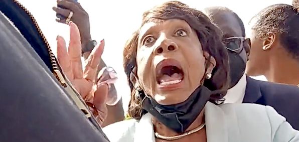 Rep. Maxine Waters, D-Calif., tells homeless people seeking housing vouchers to "go home" at an event in South Los Angeles on March 25, 2022. (Video screenshot)