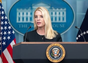 President Donald Trump holds a press conference with U.S. Attorney General Pam Bondi and Deputy Attorney General Todd Blanche in the James S. Brady Press Briefing Room on Friday, June 27, 2025. (Official White House photo by Molly Riley)