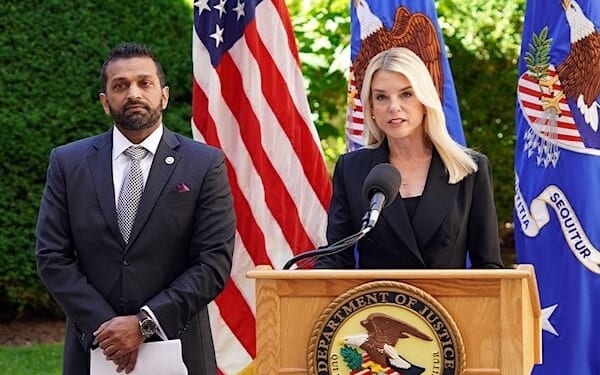 U.S. Attorney General Pam Bondi and FBI Director Kash Patel (U.S. Justice Department photo)