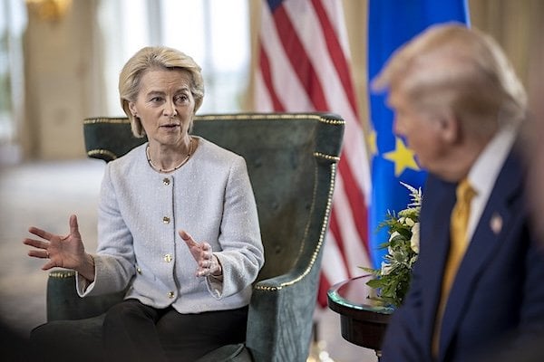 President Donald J. Trump participates in a bilateral meeting with the President of the European Commission Ursula von der Leyen at the Trump Turnberry golf course in Turnberry, Scotland, Friday, July 27, 2025. (Official White House photo by Daniel Torok)
