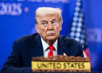 President Donald Trump looks on as Malaysian Prime Minister Seri Anwar Ibrahim delivers remarks before signing the Kuala Lumpur Accord, Sunday, Oct. 25, 2025, at the ASEAN Summit in Kuala Lumpur, Malaysia. (Official White House photo by Daniel Torok)