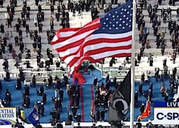 A sparse and socially distanced audience at the inauguration of Joe Biden at the U.S. Capitol on Jan. 20, 2021. (Video screenshot)