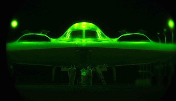 A U.S. Air Force B-2 Spirit is prepared for operations ahead of Operation MIDNIGHT HAMMER at Whiteman Air Force Base, Missouri, June 2025. (U.S. Air Force photo)
