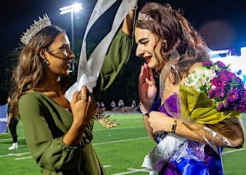 Tristan Young, a male who identifies as female, is crowned homecoming queen at Oak Park High School in Kansas City, Missouri, in September 2023. (Courtesy LibsofTikTok)