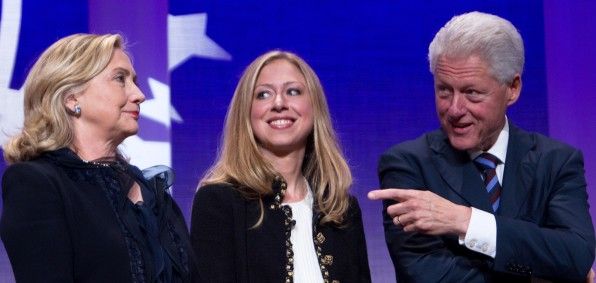 Hillary, Chelsea and Bill Clinton