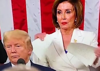 House Speaker Nancy Pelosi rips up President Trump's 2020 State of the Union address on Feb. 4, 2020 (Video screenshot)