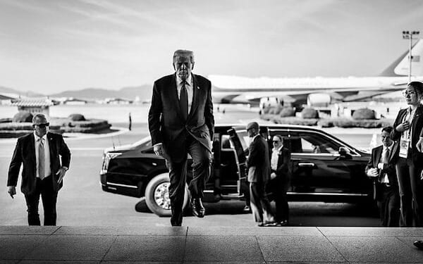 President Donald Trump arrives for a bilateral meeting with Chinese President Xi Jinping at the Gimhae International Airport terminal, Thursday, Oct. 30, 2025, in Busan, South Korea. (Official White House photo by Daniel Torok)