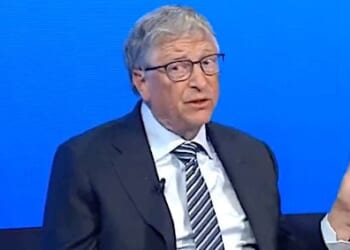 Bill Gates discusses the ineffectiveness of COVID-19 vaccines at the World Economic Forum meeting in Davos, Switzerland, on May 25, 2022. (Video screenshot)