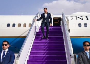 U.S. Secretary of State Marco Rubio arrives at King Khalid International Airport in Riyadh, Saudi Arabia, Monday, May 12, 2025. (Official State Department photo by Freddie Everett)