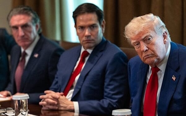 President Donald Trump holds a Cabinet meeting, Wednesday, April 30, 2025, in the Cabinet Room. Seated at left is Interior Secretary Doug Burgum and Secretary of State Marco Rubio, center. (Official White House photo by Molly Riley)