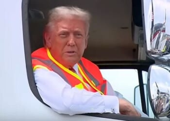 Trump speaking from a garbage truck (video screenshot)