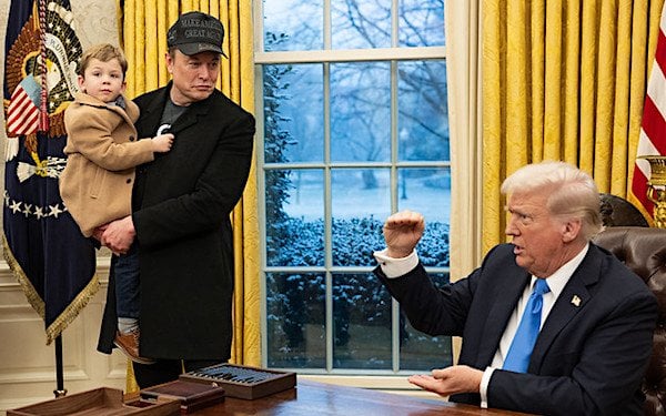 Elon Musk and his son, X, join President Donald Trump in the Oval Office, Tuesday, Feb. 11, 2025 (Official White House photo)