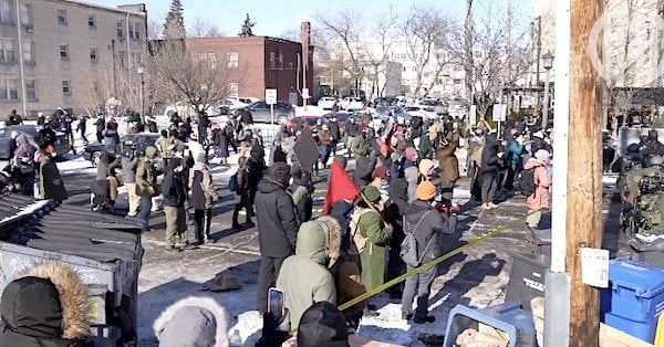 The Minneapolis scene of the fatal shooting of Alex Pretti by a federal agent on Saturday, Jan. 24, 2026 (Video screenshot)