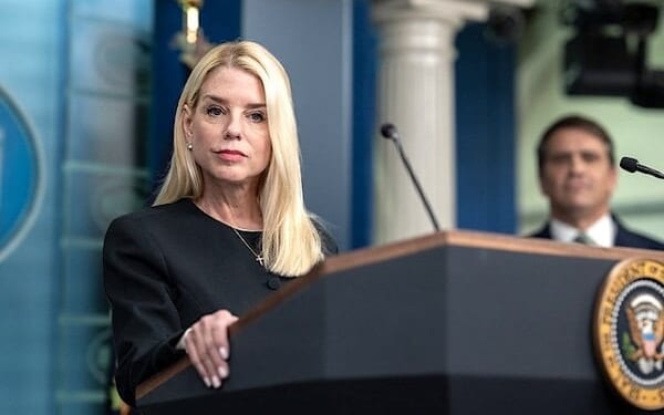 President Donald Trump holds a press conference with U.S. Attorney General Pam Bondi and Deputy Attorney General Todd Blanche in the James S. Brady Press Briefing Room on Friday, June 27, 2025. (Official White House photo by Molly Riley)