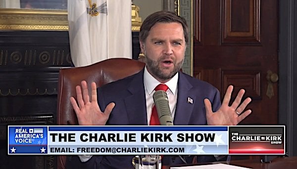 Vice President JD Vance hosting the Charlie Kirk Show on Monday, Sept. 15, 2025 (Video screenshot)