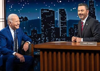 Joe Biden tapes an appearance on 'Jimmy Kimmel Live!' on Wednesday, June 8, 2022, at El Capitan Theatre in Los Angeles. (Official White House photo by Erin Scott)