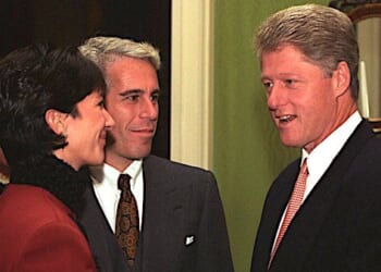 President Bill Clinton, right, talks with Jeffrey Epstein and Ghislaine Maxwell during a White House reception in September 1993. (Photo courtesy of the William J. Clinton Presidential Library)